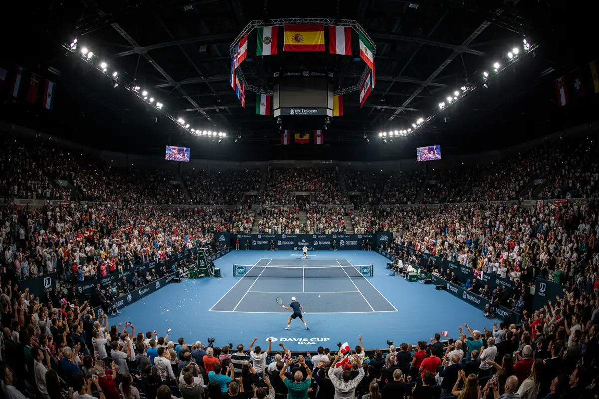 Arena de tenis llena de público durante la Final 8 de la Copa Davis