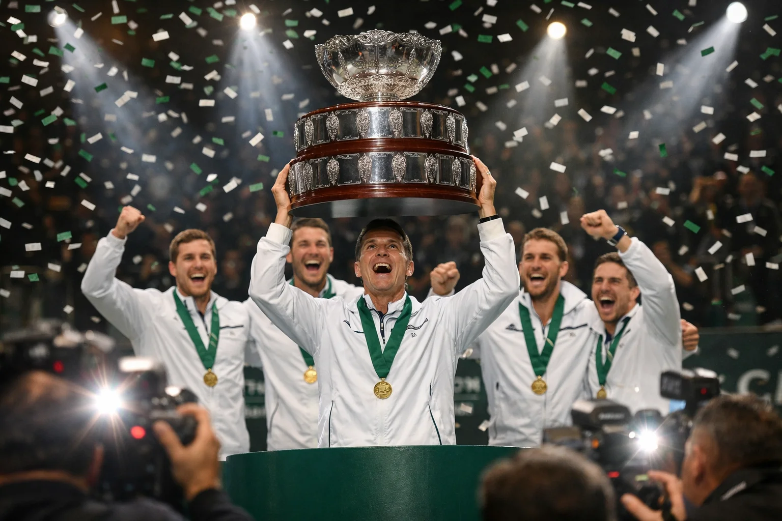 Ceremonia de entrega del trofeo Copa Davis al equipo campeón